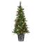 5ft. Pre-Lit Buzzard Pine Artificial Christmas Tree in Woven Planter, Warm White LED Lights